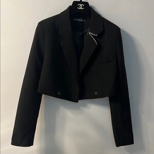 Black Cropped Blazer with Modern Minimalist Design